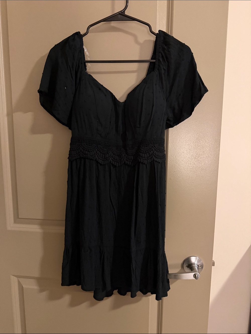 As U Wish Black Mini Dress with Crochet Waist